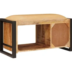 vidaXL Banco de almacenamiento con cajón Marrón Madera maciza de Mango Natural