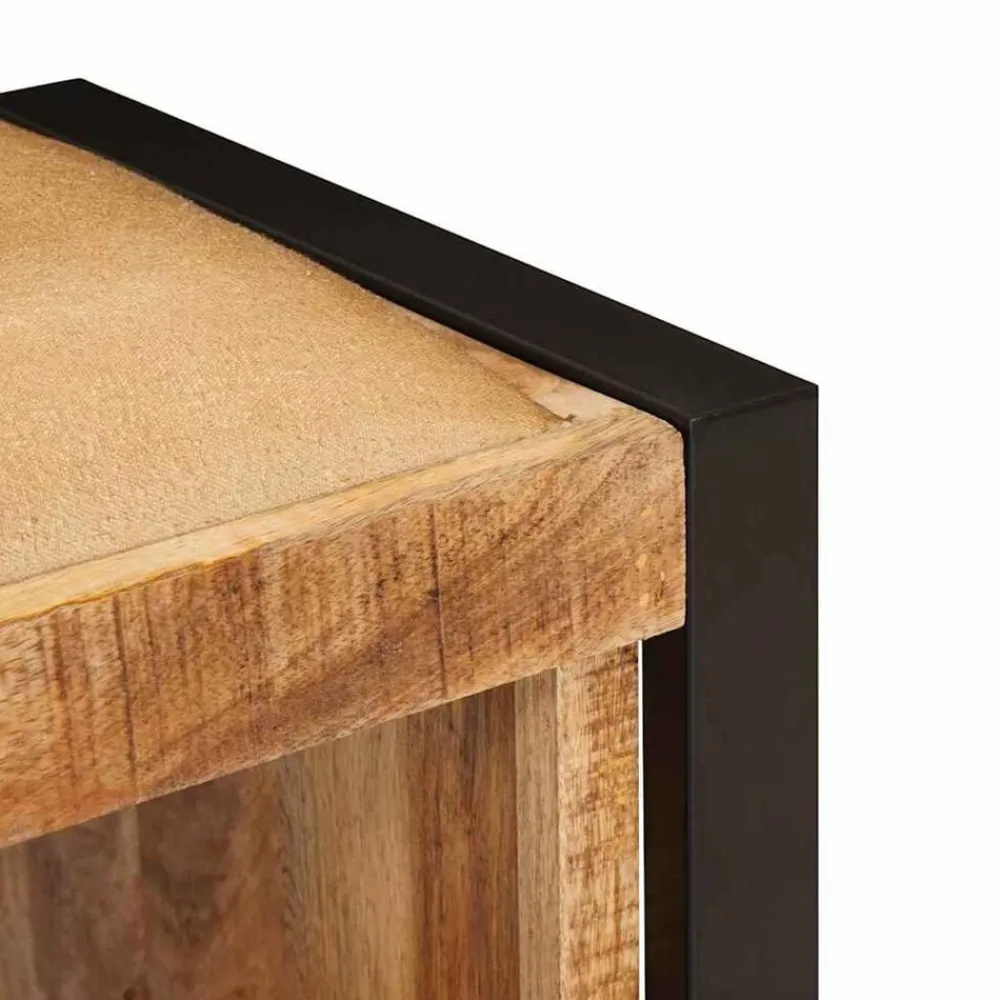 vidaXL Banco de almacenamiento con cajón Marrón Madera maciza de Mango Natural