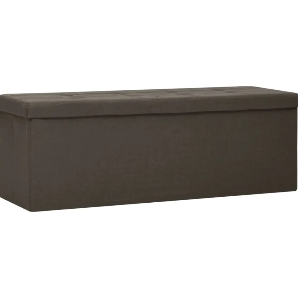 vidaXL Bancos-Banco de almacenamiento plegable lino sintético marrón oscuro
