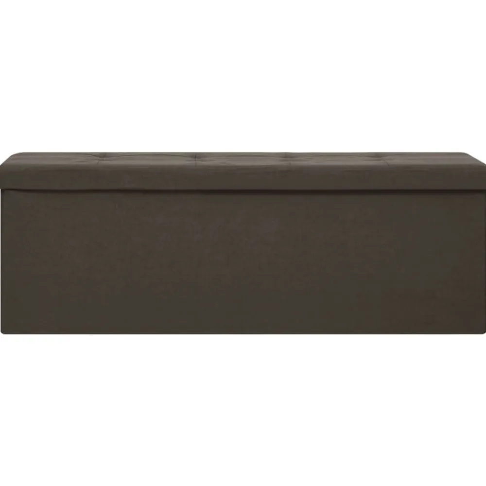 vidaXL Bancos-Banco de almacenamiento plegable lino sintético marrón oscuro