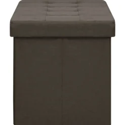 vidaXL Bancos-Banco de almacenamiento plegable lino sintético marrón oscuro