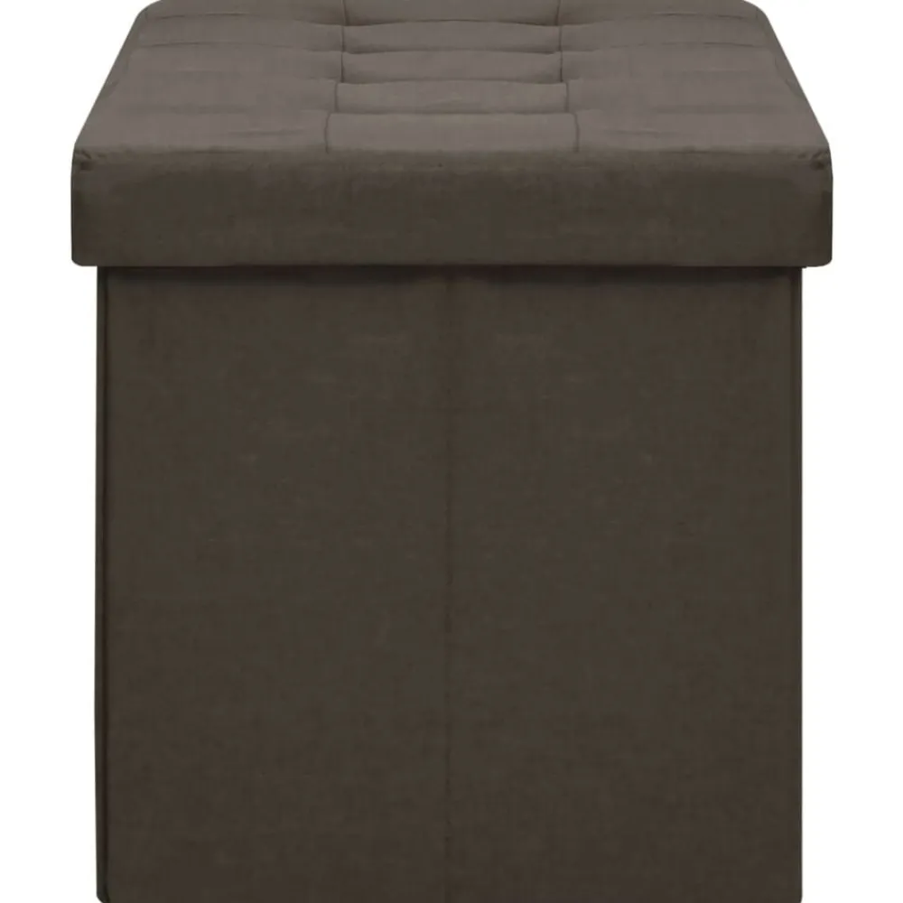 vidaXL Bancos-Banco de almacenamiento plegable lino sintético marrón oscuro