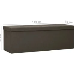 vidaXL Bancos-Banco de almacenamiento plegable lino sintético marrón oscuro