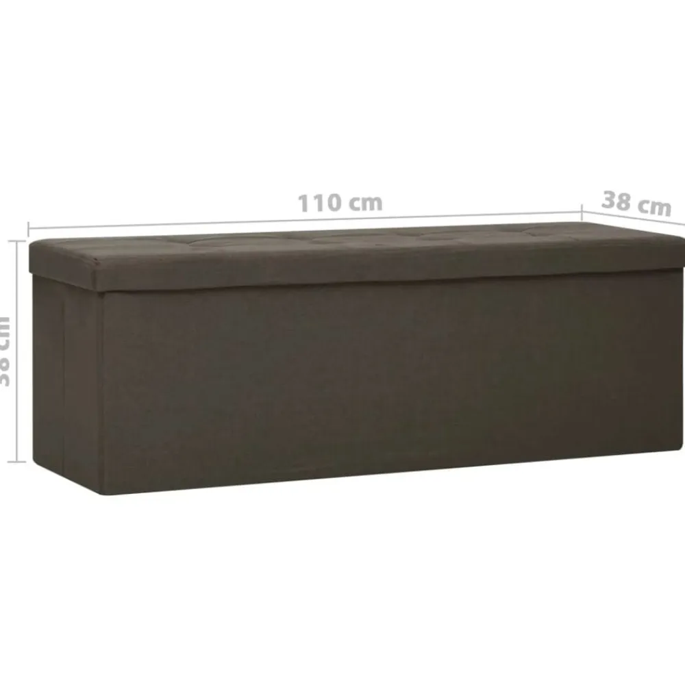 vidaXL Bancos-Banco de almacenamiento plegable lino sintético marrón oscuro