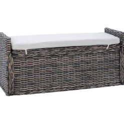 vidaXL Bancos-Banco de almacenamiento Lavado negro 110 x 40 x 50 cm Ratán