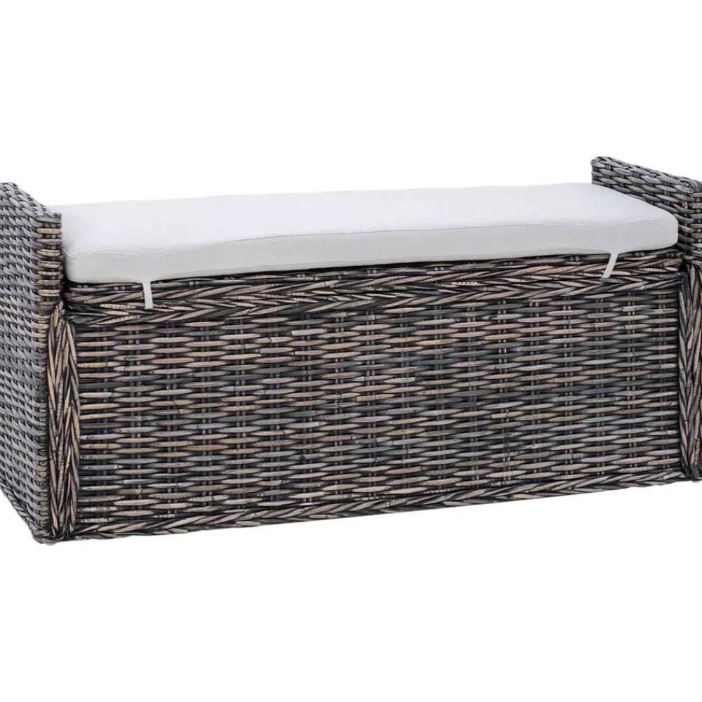 vidaXL Bancos-Banco de almacenamiento Lavado negro 110 x 40 x 50 cm Ratán