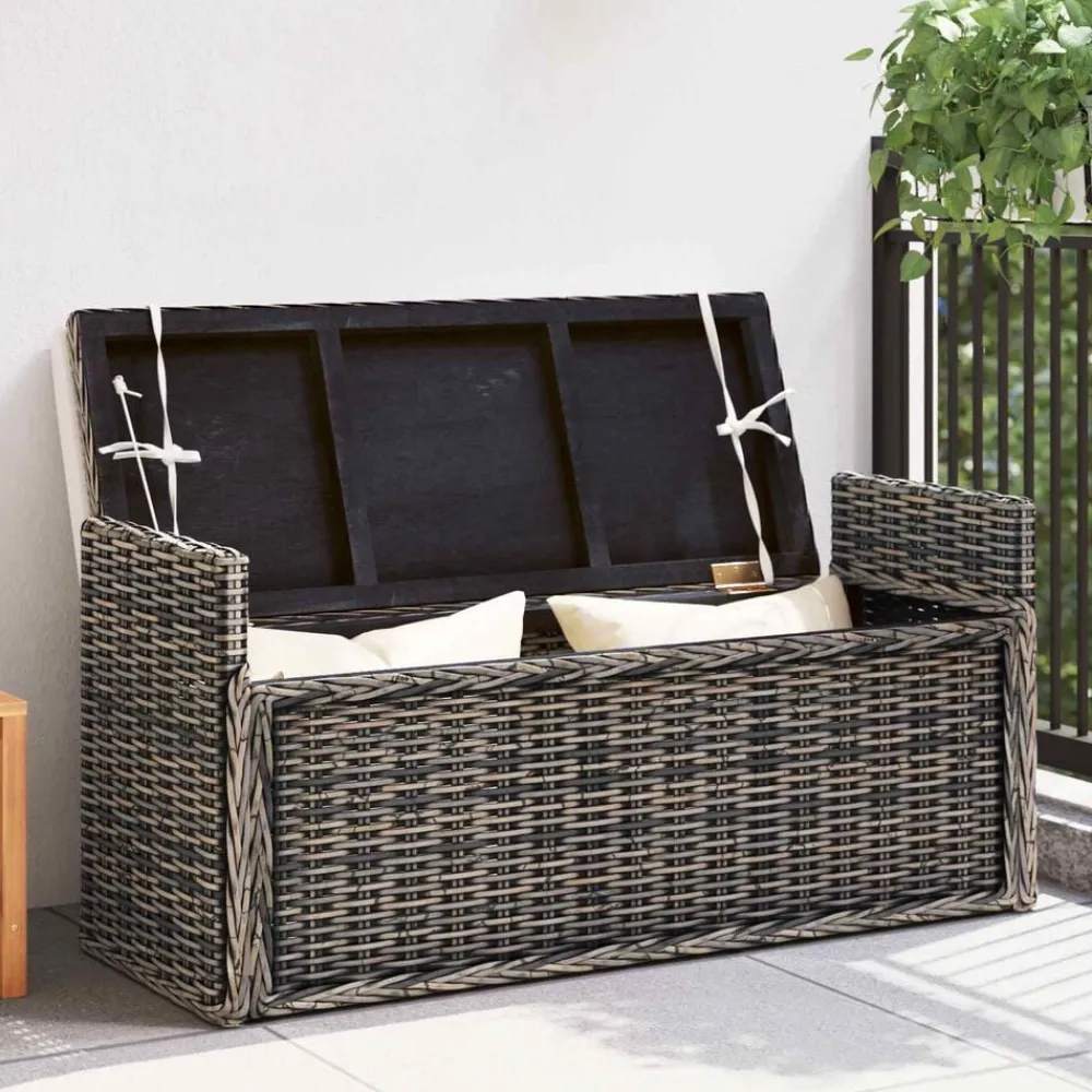 vidaXL Bancos-Banco de almacenamiento Lavado negro 110 x 40 x 50 cm Ratán