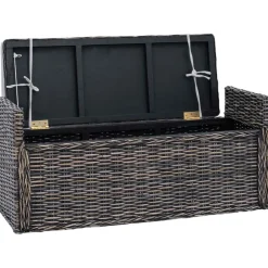 vidaXL Bancos-Banco de almacenamiento Lavado negro 110 x 40 x 50 cm Ratán