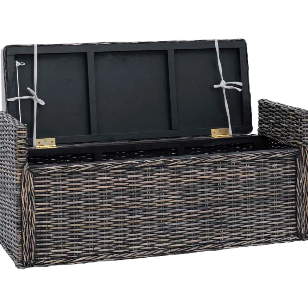 vidaXL Bancos-Banco de almacenamiento Lavado negro 110 x 40 x 50 cm Ratán
