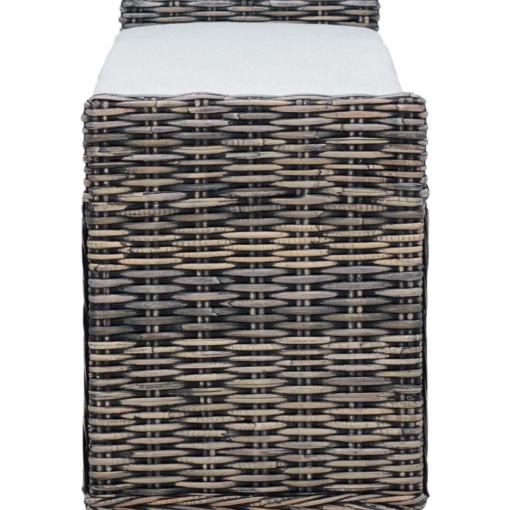 vidaXL Bancos-Banco de almacenamiento Lavado negro 110 x 40 x 50 cm Ratán