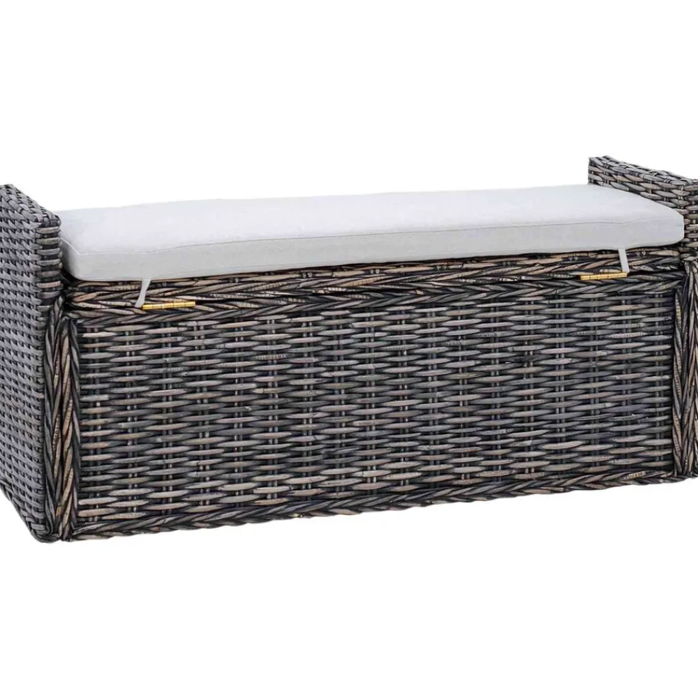 vidaXL Bancos-Banco de almacenamiento Lavado negro 110 x 40 x 50 cm Ratán