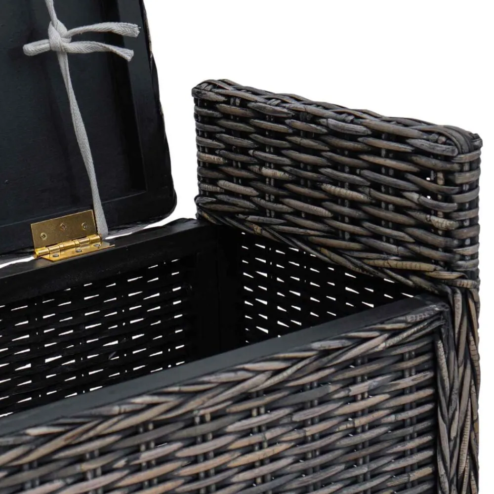 vidaXL Bancos-Banco de almacenamiento Lavado negro 110 x 40 x 50 cm Ratán