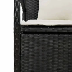 vidaXL Muebles De Jardín-Banco de almacenamiento jardín con cojín ratán sintético negro