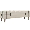 vidaXL Bancos-Banco de almacenamiento madera maciza y acero 111x34x37 cm