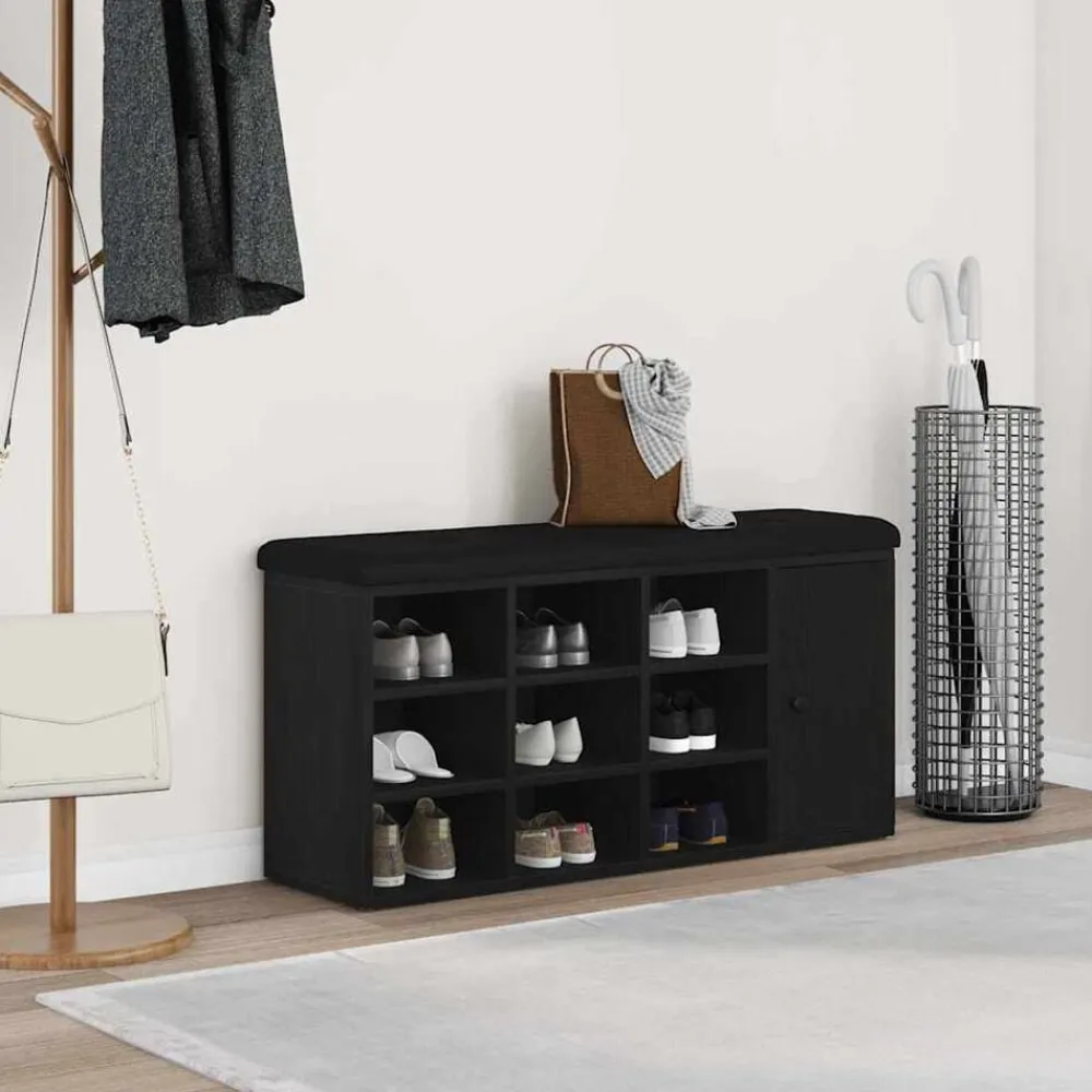 vidaXL Banco de almacenamiento 102 x 32 x 50 cm Roble negro Online