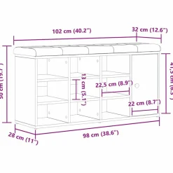 vidaXL Banco de almacenamiento 102 x 32 x 50 cm Roble negro Online