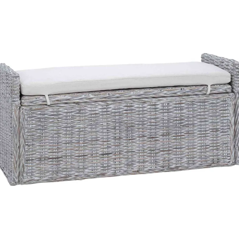 vidaXL Banco de almacenamiento con cojín 110 x 40 x 50 cm Ratán lavado Best