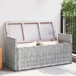 vidaXL Banco de almacenamiento con cojín 110 x 40 x 50 cm Ratán lavado Best