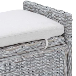 vidaXL Banco de almacenamiento con cojín 110 x 40 x 50 cm Ratán lavado Best