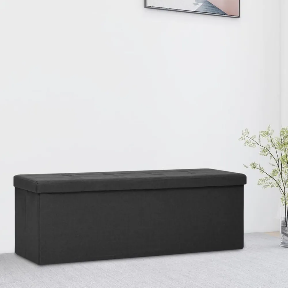 vidaXL Bancos-Banco de almacenamiento plegable lino sintético