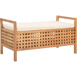 vidaXL Banco de almacenamiento de madera maciza de nogal 93x49x49 cm