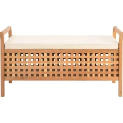 vidaXL Banco de almacenamiento de madera maciza de nogal 93x49x49 cm