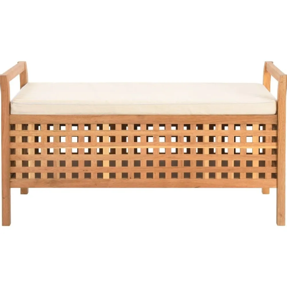 vidaXL Banco de almacenamiento de madera maciza de nogal 93x49x49 cm