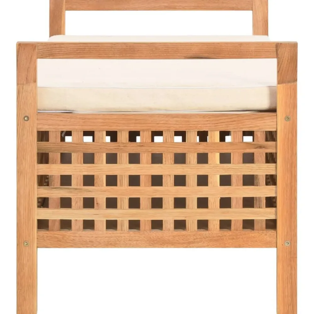 vidaXL Banco de almacenamiento de madera maciza de nogal 93x49x49 cm