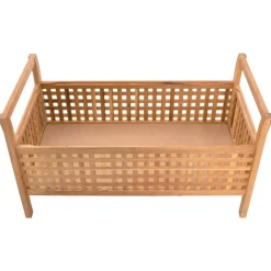 vidaXL Banco de almacenamiento de madera maciza de nogal 93x49x49 cm