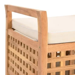 vidaXL Banco de almacenamiento de madera maciza de nogal 93x49x49 cm
