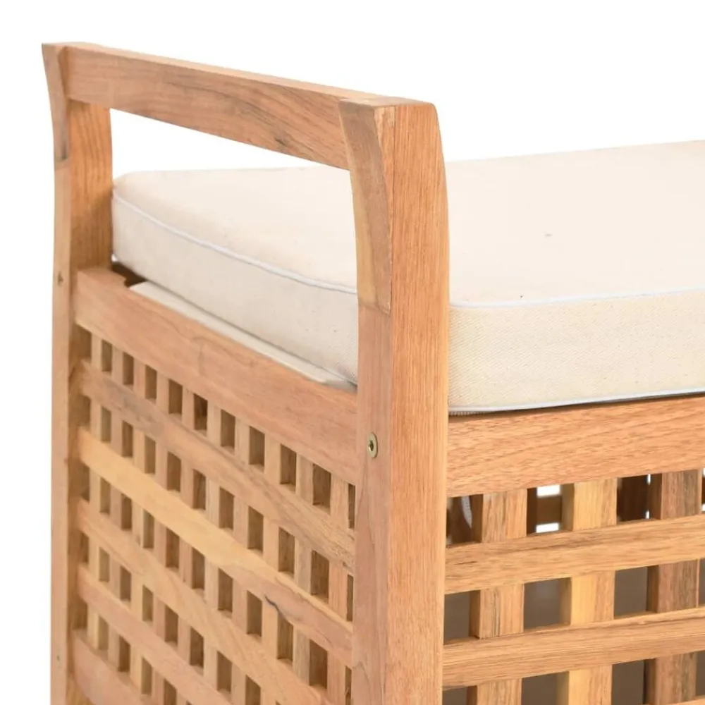 vidaXL Banco de almacenamiento de madera maciza de nogal 93x49x49 cm