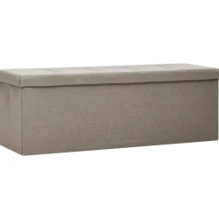 vidaXL Bancos-Banco de almacenamiento plegable lino sintético gris taupe