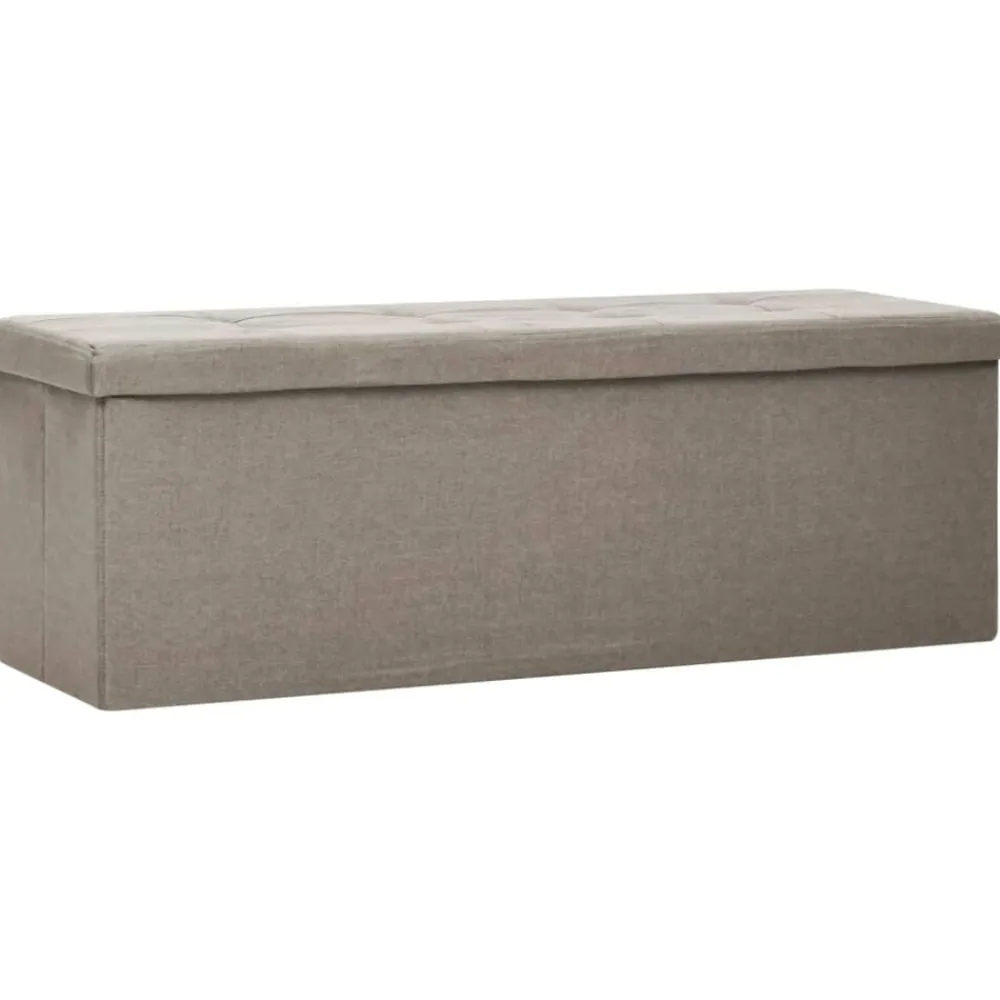 vidaXL Bancos-Banco de almacenamiento plegable lino sintético gris taupe