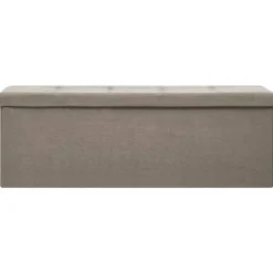 vidaXL Bancos-Banco de almacenamiento plegable lino sintético gris taupe