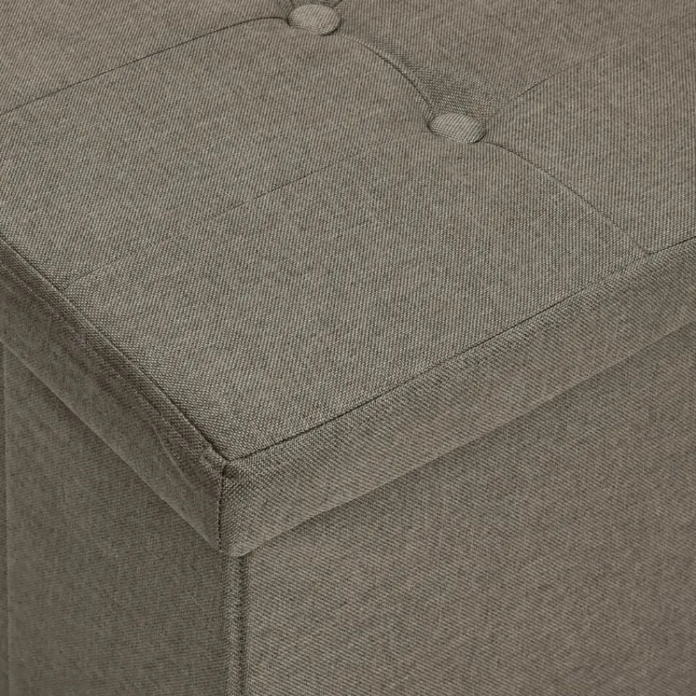 vidaXL Bancos-Banco de almacenamiento plegable lino sintético gris taupe