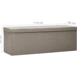 vidaXL Bancos-Banco de almacenamiento plegable lino sintético gris taupe