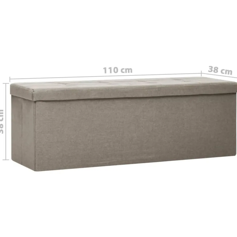 vidaXL Bancos-Banco de almacenamiento plegable lino sintético gris taupe