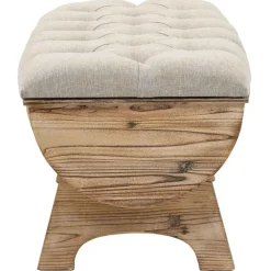 vidaXL Banco de almacenamiento madera maciza y tela 103x51x44 cm Clearance