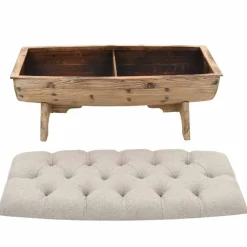 vidaXL Banco de almacenamiento madera maciza y tela 103x51x44 cm Clearance