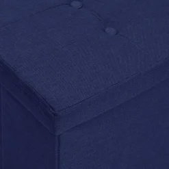 vidaXL Banco de almacenamiento plegable lino sintético Azul Clearance