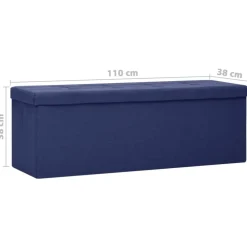 vidaXL Banco de almacenamiento plegable lino sintético Azul Clearance