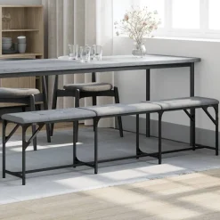 vidaXL Banco de comedor acero y tela 186x32x45 cm Gris claro Sale