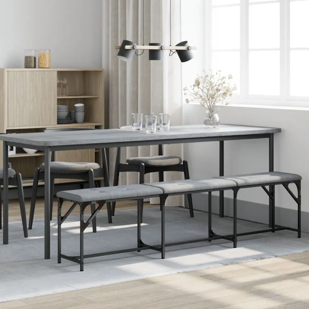 vidaXL Banco de comedor acero y tela 186x32x45 cm Gris claro Sale