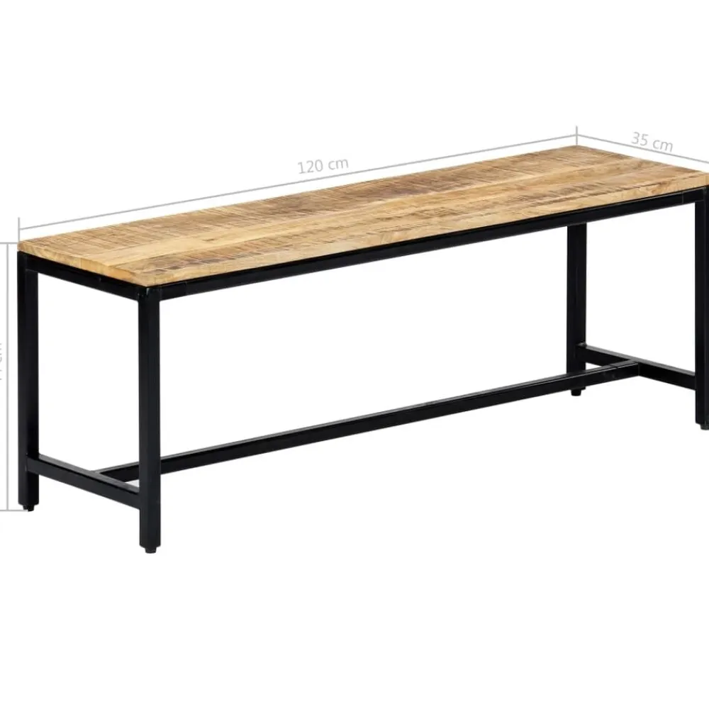 vidaXL Banco de comedor madera maciza de mango en bruto 120 cm Clearance
