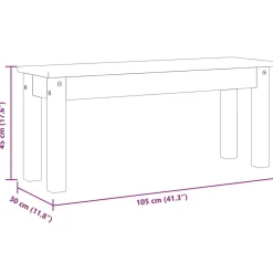 vidaXL Banco de comedor PANAMA madera maciza de pino 105x30x45 cm Gris Clearance