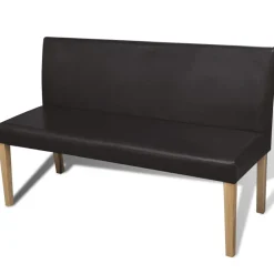 vidaXL Banco de cuero sintético 139,5 cm marrón oscuro Marrón oscuro Discount