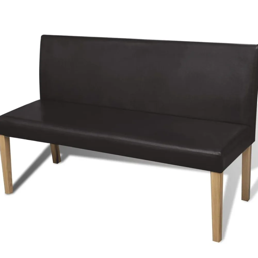 vidaXL Banco de cuero sintético 139,5 cm marrón oscuro Marrón oscuro Discount
