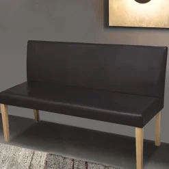vidaXL Banco de cuero sintético 139,5 cm marrón oscuro Marr&oacute;n oscuro Discount