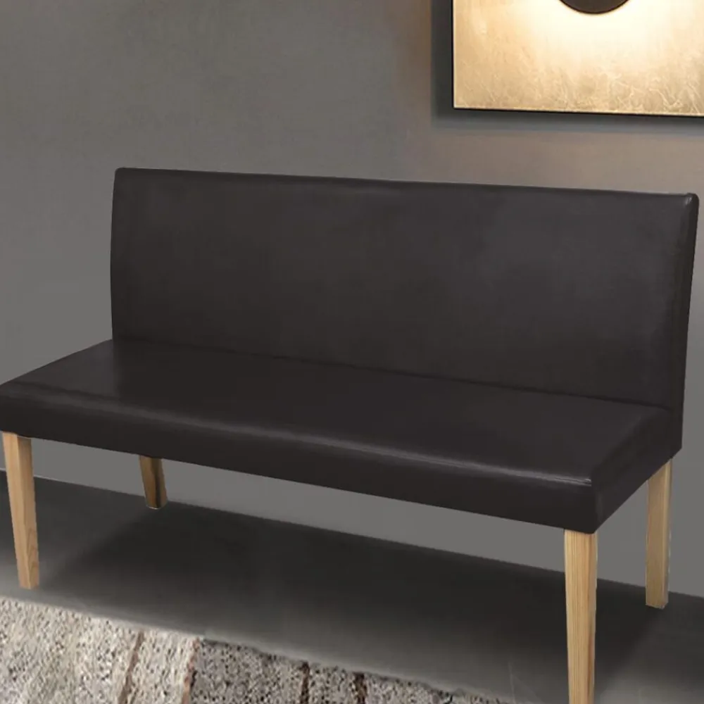 vidaXL Banco de cuero sintético 139,5 cm marrón oscuro Marrón oscuro Discount