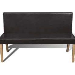 vidaXL Banco de cuero sintético 139,5 cm marrón oscuro Marrón oscuro Discount